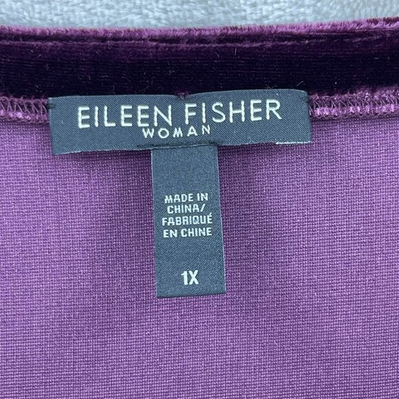 Eileen Fisher Raisinette Silk Velvet & Chiffon Tunic Duster NO SLIP - Picture 4 of 9